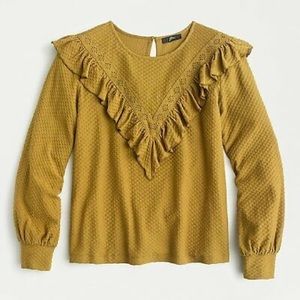 J. Crew Ruffle-trim honeycomb-knit cotton top